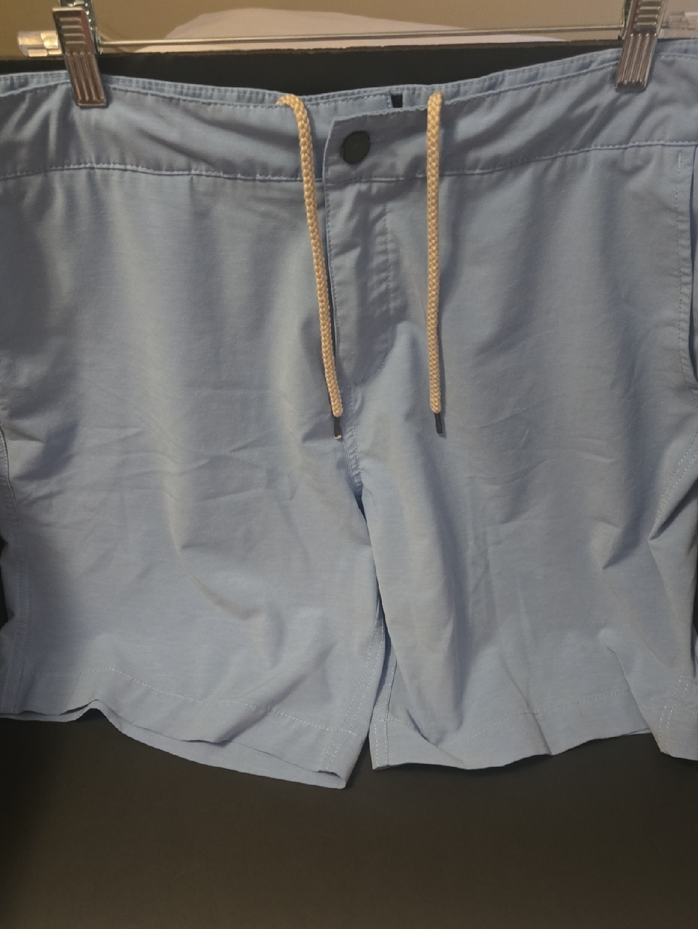 Faherty Light Blue Drawstring Athletic Shorts